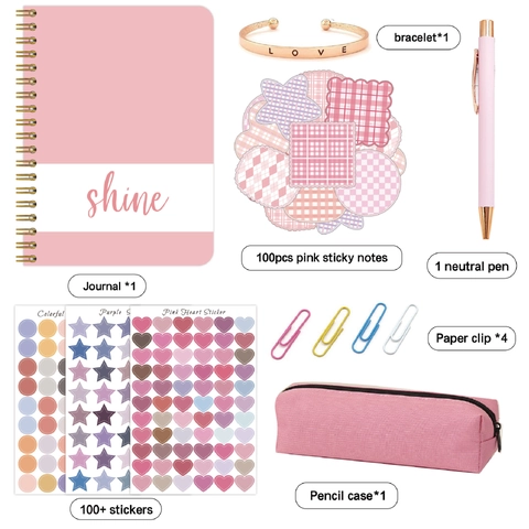 Bambini DIY Journal Cancelleria Taccuino Adesivi Penna Gel Bracciale Astuccio Graffette Note Adesive Scrapbooking Regalo