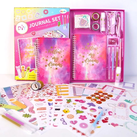 DIY Journal Scrapbooking Kit Notizbuch Mit Aufklebern Glitzerband Stiften Klebestift Schreibwaren Geschenkbox Für Mädchen