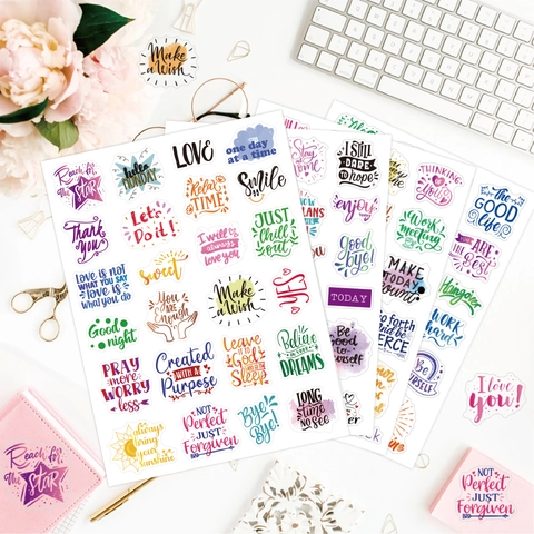 Pegatinas Inspiradoras Transparentes Impermeables Citas Motivacionales Para Álbumes Recortes Diario Portátil DIY