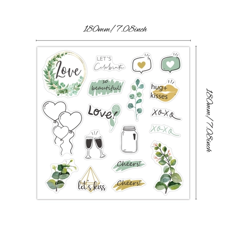 Wedding Scrapbook Stickers Romantic Floral Heart Design Self Adhesive Paper DIY Guest Book Album Planner Decor