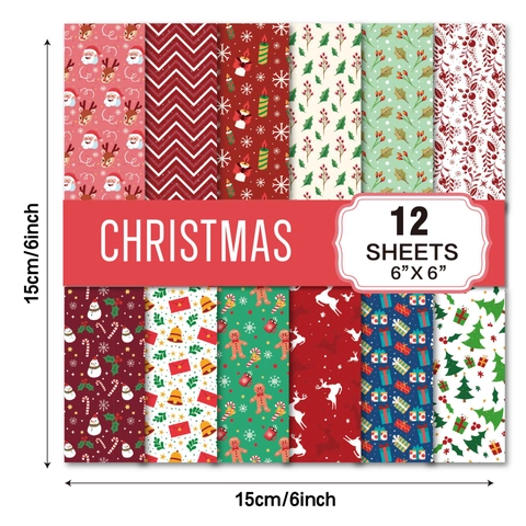 Christmas Scrapbook Paper Snowman Reindeer Gingerbread Man Printed DIY Craft Journaling Background Decorative Retro