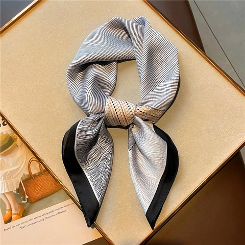 Striped Geometric Print Faux Satin Satin Small Square Scarf For Women Neck Head Hair Bag Wrap Accessory Elegant Versatile