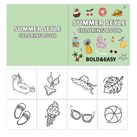 Libro De Colorear De Papel Para Niños Líneas Simples Temas De Verano Espacio Cumpleaños Navidad Para Principiantes