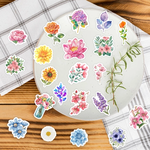 Adesivi Fiori Acquerello Impermeabili PVC Vinile Decalcomanie Floreali Per Scrapbooking Laptop Bottiglia Acqua Diario DIY Decorazione