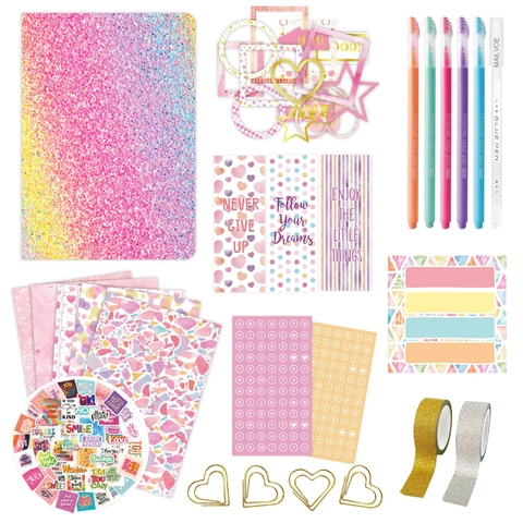 Kit Scrapbooking Journal DIY Per Ragazze Taccuino A Spirale Colorato Con Adesivi Penne E Nastro Luccicante Regalo Creativo Bambini