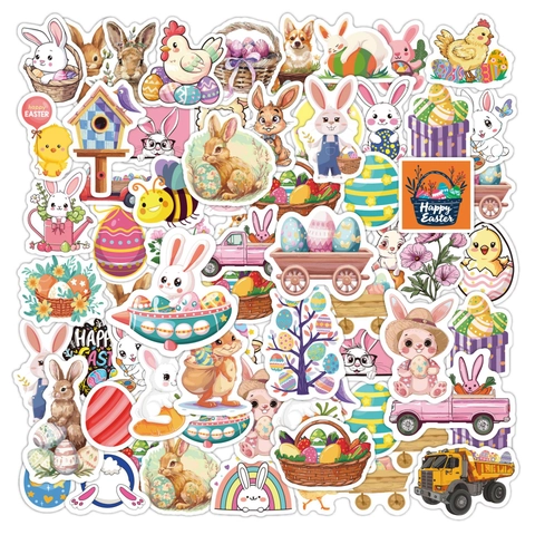 Autocollants Lapin Œuf De Pâques Dessin Animé Imperméable PVC Pour Scrapbooking Bricolage Décoration De Fête