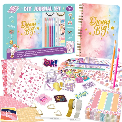 DIY Tagebuch Scrapbook Schreibwaren Notizbuch Mit Aufklebern Stiften Dekorativem Klebeband Kreatives Handwerk Für Kinder Mädchen Geschenk
