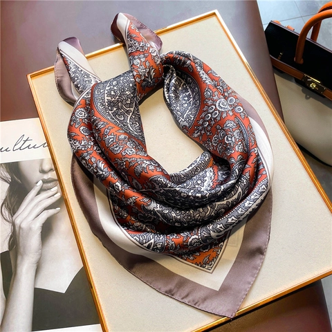 Foulard Quadrato Vintage Stampa Paisley Elegante Raso Finta Raso Fascia Per Capelli Collo Borsa Accessorio Per Donne