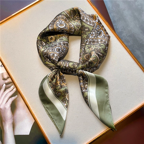 Foulard Quadrato Vintage Stampa Paisley Elegante Raso Finta Raso Fascia Per Capelli Collo Borsa Accessorio Per Donne