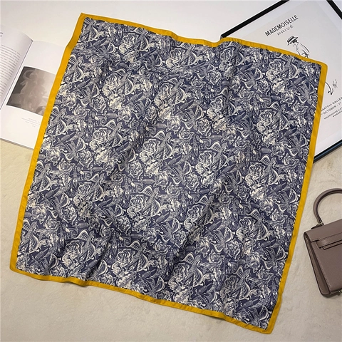 Foulard Quadrato Stampa Artistica Tatuaggio Retrò Motivo Rosa Cuore Finta Raso Neckerchief Per Donna Fascia Capelli Versatile