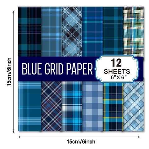 Blaues Gitter Scrapbook Papier Karierte Streifen Muster DIY Handwerk Journal Hintergrund Dekoratives Material