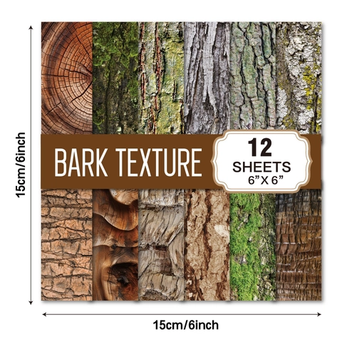 Papier de Scrapbooking Texture Écorce Grain de Bois Vintage Papier de Matériel Décoratif pour DIY Journaling Fond de Papier Artisanal