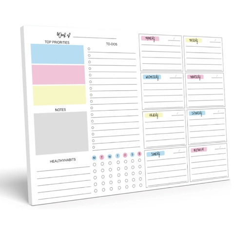 Blocco Note Planner Settimanale Carta Strappabile Elenco Cose Da Fare Monitoraggio Abitudini Organizzatore Ufficio Studente