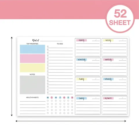 Blocco Note Planner Settimanale Carta Strappabile Elenco Cose Da Fare Monitoraggio Abitudini Organizzatore Ufficio Studente