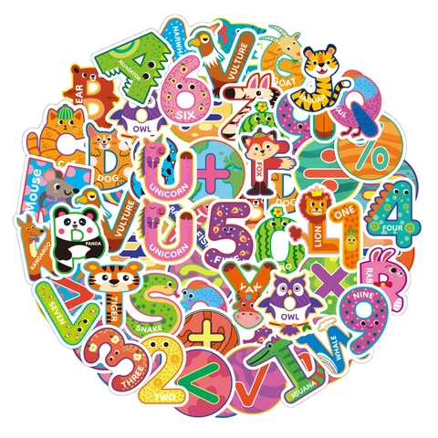 Adesivi Alfanumerici Animali Cartoni Animati Impermeabili PVC Decorativi Educativi Graffiti Per Bambini Scrapbooking Diario