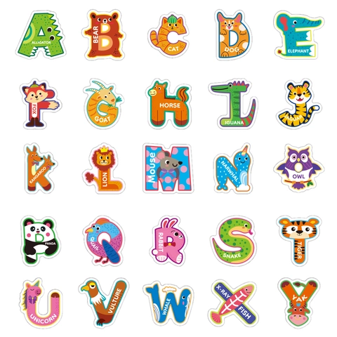 Adesivi Alfanumerici Animali Cartoni Animati Impermeabili PVC Decorativi Educativi Graffiti Per Bambini Scrapbooking Diario