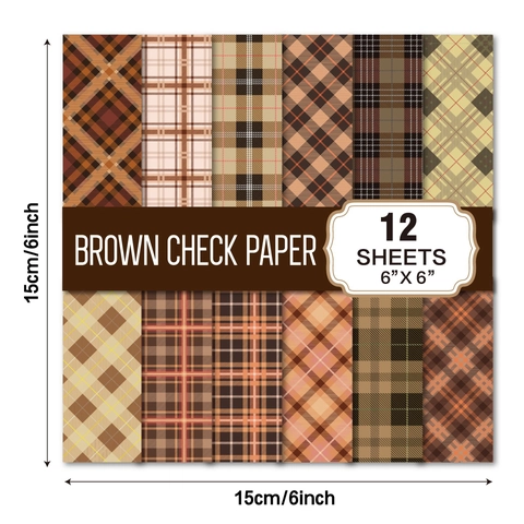 Vintage Brown Checkered Scrapbook Paper Set Grid Pattern Background Material For DIY Craft Journaling Decoration Stationery