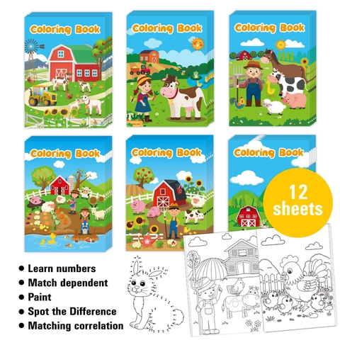 Libri Da Colorare Animali Della Fattoria Per Bambini Carta Blocco Da Disegno Educativo Cartoni Animati Scarabocchio Regalo Apprendimento