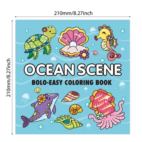 Libro Da Colorare Scena Oceanica Disegni Semplici Per Bambini Adulti Relax Creativo Hobby Arte Disegno
