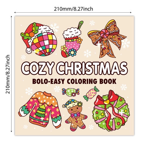 Christmas Coloring Book Bold And Simple Holiday Theme Cartoon Paper Educational Gift For Kids Toddlers
