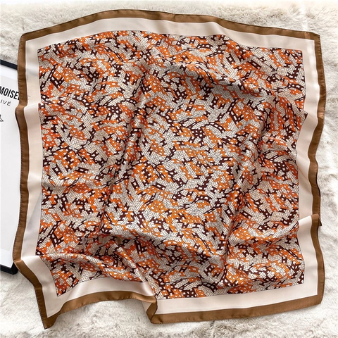 Elegante Foulard Quadrato In Raso Con Stampa Lettera H Geometrica Chic Accessorio Per Capelli Donna