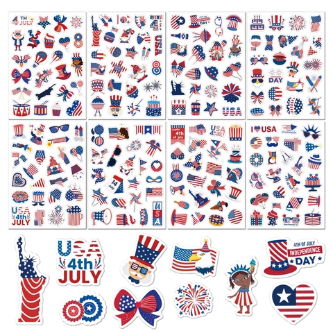 USA Unabhängigkeitstag Aufkleber Wasserdichtes Vinyl Patriotische Juli Vierte Rot Weiß Blau DIY Abziehbilder Für Dekor
