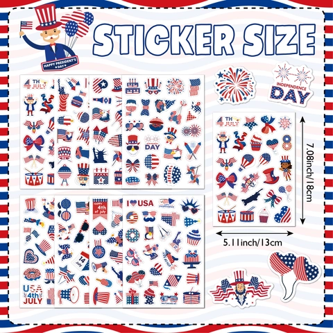 USA Unabhängigkeitstag Aufkleber Wasserdichtes Vinyl Patriotische Juli Vierte Rot Weiß Blau DIY Abziehbilder Für Dekor