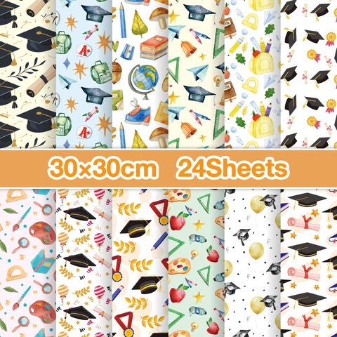 Abschluss Saison Aquarell Scrapbook Papier Gemustertes Dekoratives Hintergrundpapier Für DIY Journal Basteln Schul Thema