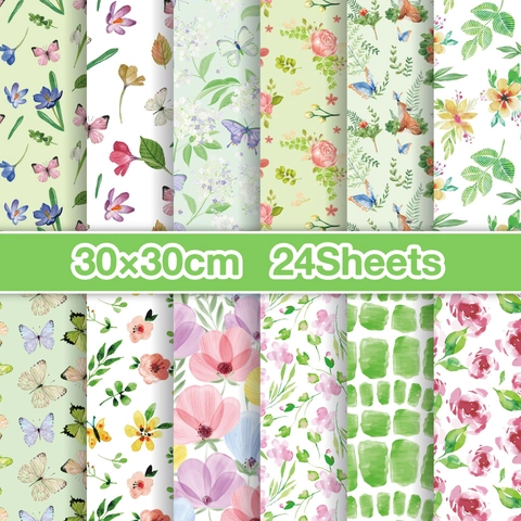 Floral Scrapbook Paper Butterfly Pattern Double Sided Decorative Craft Paper For DIY Journaling Card Making Art Supplies