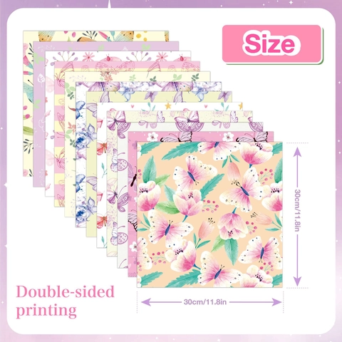 Scrapbook Paper Butterfly Floral Pattern Double Sided Printing Watercolor Decorative Background For DIY Journal Art Handcraft