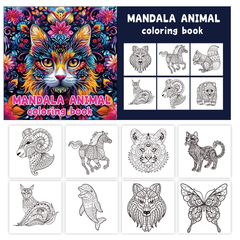 Mandala Tiere Malbuch Für Erwachsene Stressabbau Kreative Kunst Papier Zeichnung