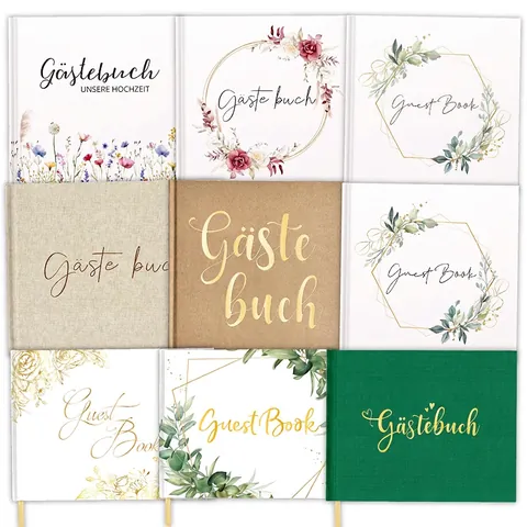 Bruiloft Gastenboek Hardcover Linnen Papier Goudstempel Blanco Pagina's Jubileum Verjaardag Feest Viering Herinneringsboek