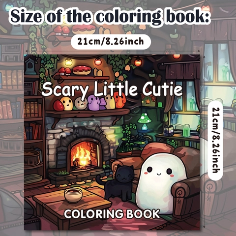 Scary Little Cutie Βιβλίο Ζωγραφικής για Παιδιά Halloween Τρομακτικό Χαριτωμένο Φάντασμα Κολοκύθα Gothic Θέμα Ανακούφιση Άγχους