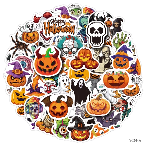 Αυτοκόλλητα Halloween Αδιάβροχα Αυτοκόλλητα Βινυλίου Κινούμενα Σχέδια Κολοκύθα Νυχτερίδα Φάντασμα Κρανίο Διακόσμηση