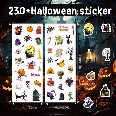 Adesivi Per Halloween Impermeabili Cartone Zucca Teschio Pipistrello Ragno Decorazione Per Festa Scrapbooking DIY Vinile Adesivo