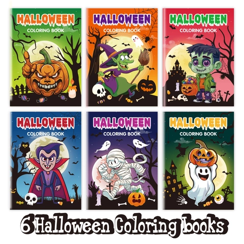 Children's Halloween Coloring Books With Cartoon Pumpkin Witch Ghost Patterns For Party Favors DIY Doodle Drawing Books