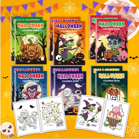 Children's Halloween Coloring Books With Cartoon Pumpkin Witch Ghost Patterns For Party Favors DIY Doodle Drawing Books