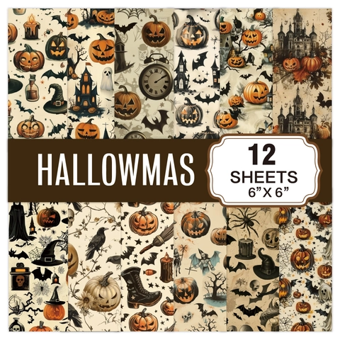 Scrapbooking Papier Halloween Dekoratives Gemustertes Vintage Gothic Kürbis Fledermaus Geist Handwerk DIY Material