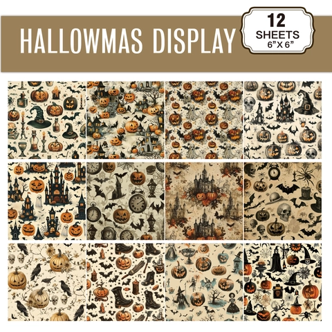 Scrapbooking Papier Halloween Dekoratives Gemustertes Vintage Gothic Kürbis Fledermaus Geist Handwerk DIY Material
