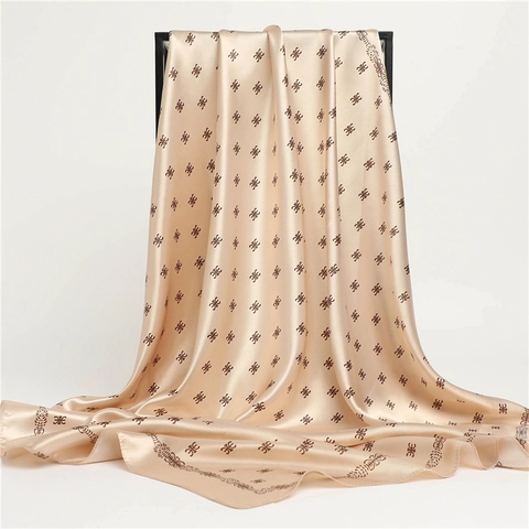 Sciarpa Quadrata Raso Artificiale Raso Silky Smooth Monogram Print Geometric Pattern Head Neck Hair Wrap Donna