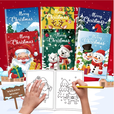 Weihnachts-Malbücher Cartoon Weihnachtsmann Rentier Muster Pädagogische Aktivität Malen Papier Material Für Kinder Feiertags-Party