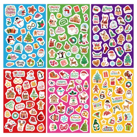 Weihnachtsaufkleber Selbstklebend Dekorativ Für Geschenkverpackungen Feiertagsparty Cartoon Weihnachtsmann Rentier Muster