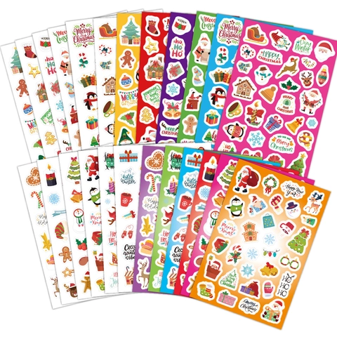 Kerststickers Cartoon Kerstman Rendier Sneeuwpop Decoratief DIY Scrapbooking Vakantie Cadeau Etiket Gekleurd Papier