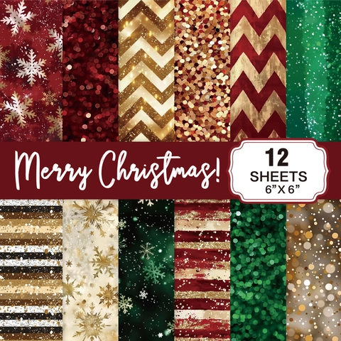 Papel para Scrapbooking de Navidad Material de Fondo Decorativo Estilo Acuarela Patrones Dibujados a Mano Para Journaling DIY