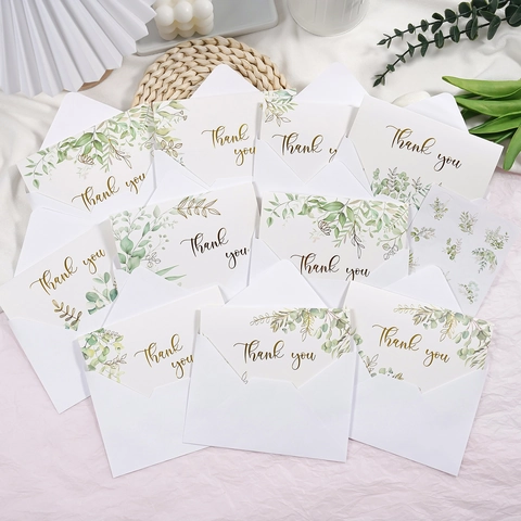 Thank You Greeting Cards With Envelopes And Stickers Botanical Eucalyptus Floral Animal Theme Cards For Wedding Birthday Party