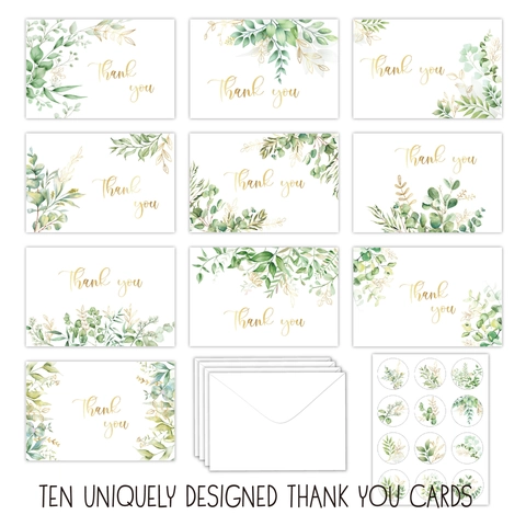 Thank You Greeting Cards With Envelopes And Stickers Botanical Eucalyptus Floral Animal Theme Cards For Wedding Birthday Party