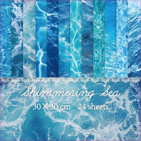 Papel De Scrapbook Onda De Océano Mar Brillante Ondulación De Agua Material De Fondo Decorativo Impresión Doble Cara Artesanía