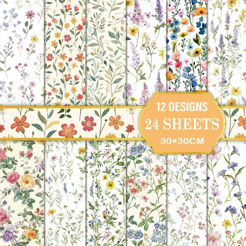 Bloemen Aquarel Scrapbook Papier Dubbel Offset Papier Dubbelzijdige Bedrukking Decoratief Achtergrondpapier Voor DIY Kunst Journaling