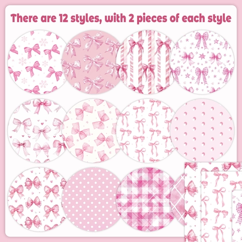 Scrapbook Background Paper Bow Floral Pattern Double Sided Printing Decorative Craft Paper For DIY Journaling Album