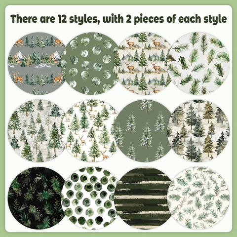 Watercolor Floral Forest Elk Scrapbook Paper For DIY Journaling Craft Double Sided Art Background Paper Large Square Sheets